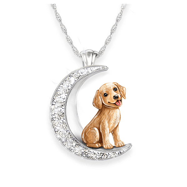 Dog And Crystal Moon Pendant Necklace: Choose Your Breed - Image 3