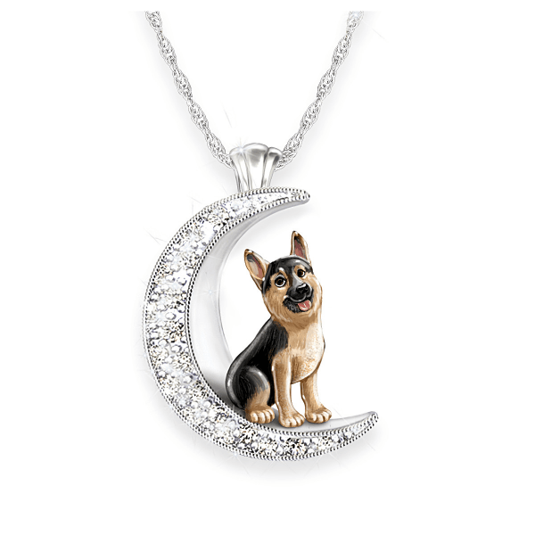 Dog And Crystal Moon Pendant Necklace: Choose Your Breed - Image 4