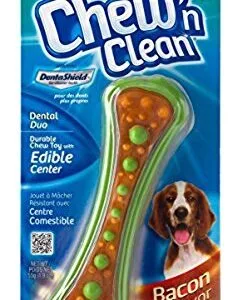 HARTZ Chew 'n Clean Dental Duo Bacon Flavored Dog Chew Toy - 1 Count(Pack of 1),Medium