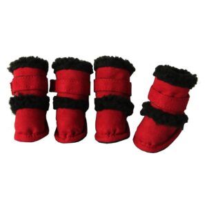 Pet Life Red Shearling Duggz Dog Boots MD