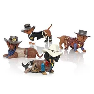 Spurs 'N Fur Dachshund Cowboy Figurine Collection