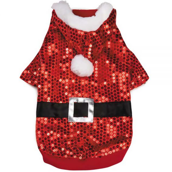 Zack & Zoey Santa Claus Sequin Hoodie Red - SMALL